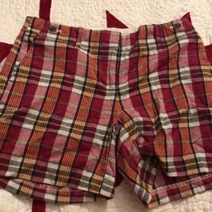 Red plaid shorts